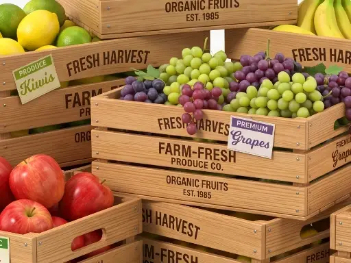 Inside a sanitized climate-controlled cargo container, showing pallets of fresh produce kept chilled at precise food-grade temperatures.