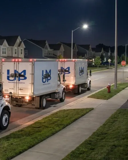 IM UP Trucking final-mile delivery trucks ready for residential grocery dispatch